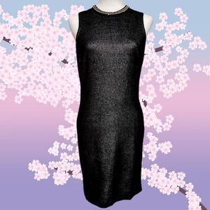Lucy & Co. Black Metallic Bodycon Dress with Jeweled Neckline